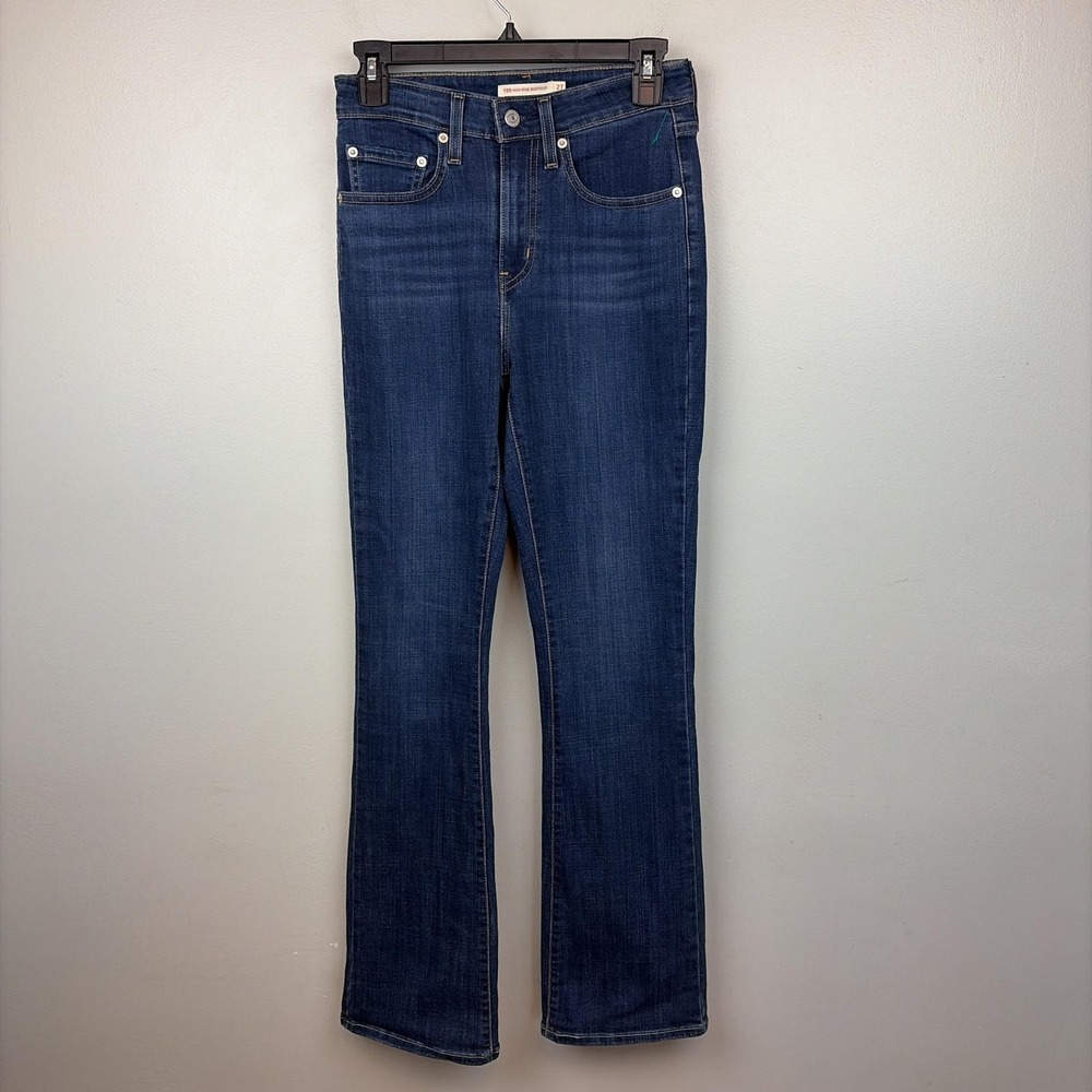 Levis 725 High Rise Bootcut Jeans Womens 27x32 Medium Wash Blue Stretch Denim